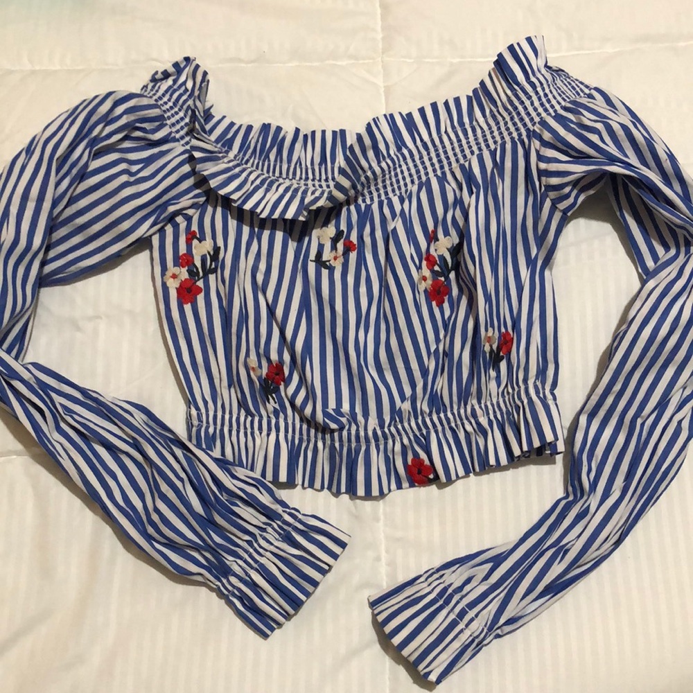 Flower/stripes top